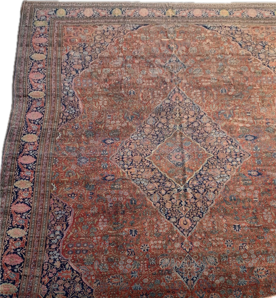 Antique Rare Mohtasham Kashan Carpet