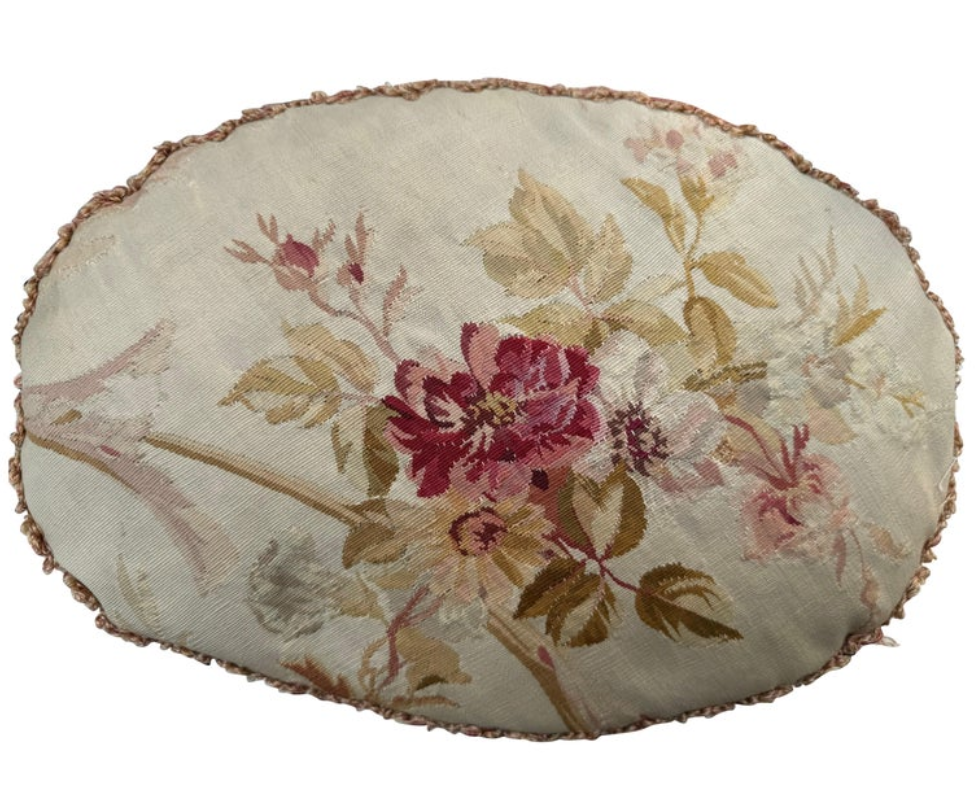 Late 18th Century French Aubusson Tapestry Oval Pillow