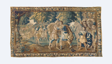 Antique 17th Century Flemish Verdure Tapestry depicting the Reconciliation of Jacob and Esau