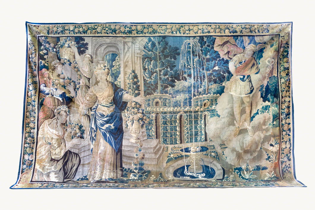 Antique 17th Century Flemish Mythological Tapestry depicting Mercury, Janus, and the Sabine Women