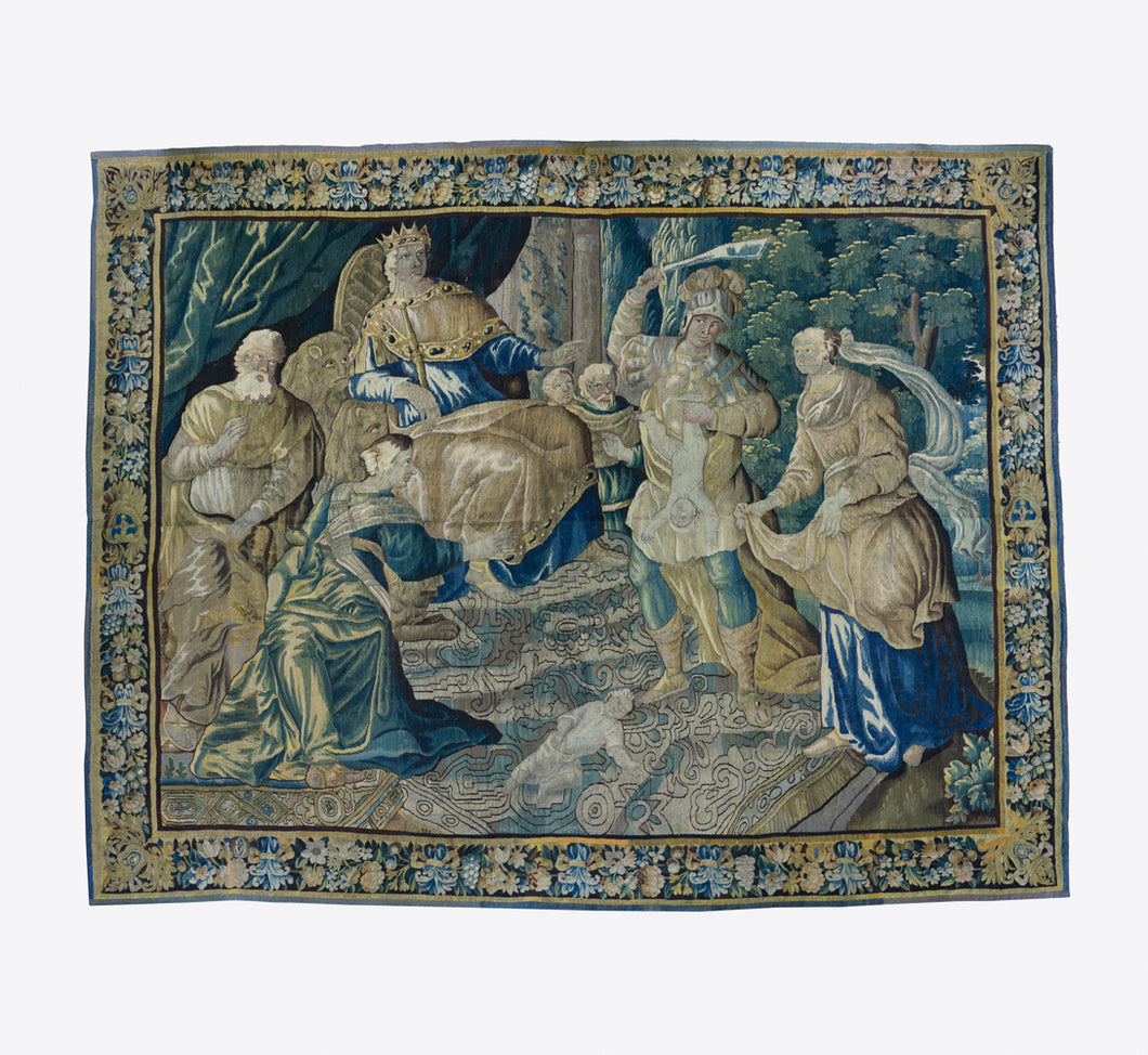 Antique 17th Century French Aubusson Biblical Tapestry depicting King Solomon
