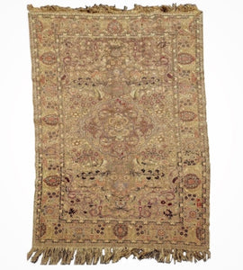 Antique Kayseri Silk & Metallic Thread Tapestry/ Carpet