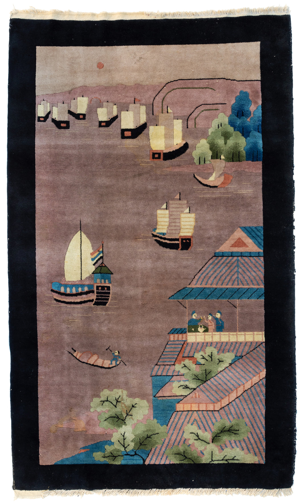 Antique Chinese Pictorial Carpet