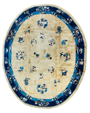 Antique Chinese Peking Oval Carpet