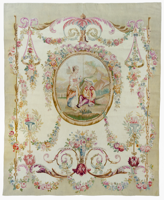 Antique 19th Century Decorative French Aubusson Tapestry