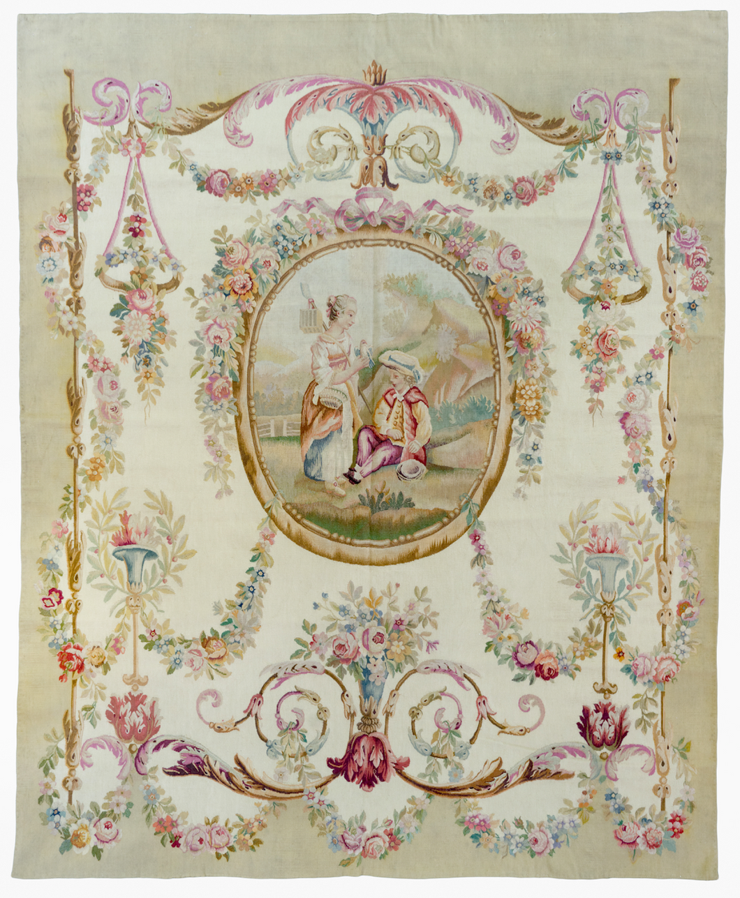 Antique 19th Century Decorative French Aubusson Tapestry