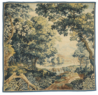 Antique Late 17th Century Flemish Verdure Landscape Tapestry